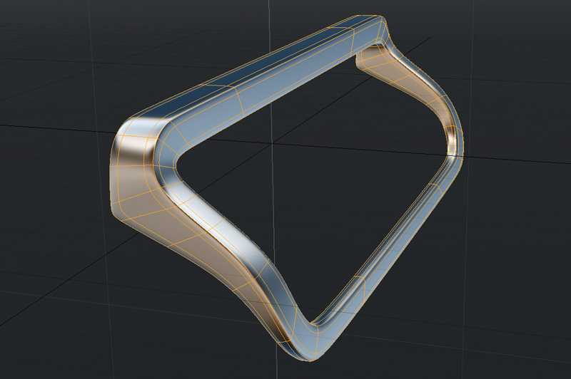 Wireframe view of frame style furniture handle 3D model showing clean topology, smooth edge flow, and well-structured geometry for precise modeling